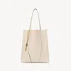 Chloé Spin Medium Tote Bag In Leather In Beige
