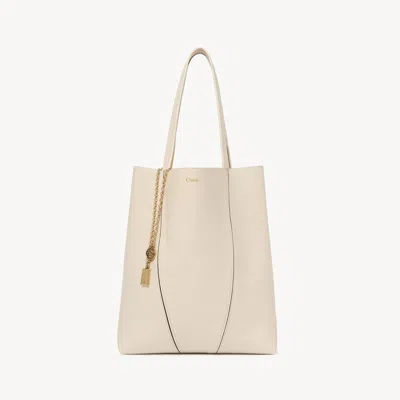 CHLOÉ CHLOÉ SPIN TOTE BAG IN GRAINED LEATHER BEIGE SIZE ONESIZE 100% BOVINE LEATHER