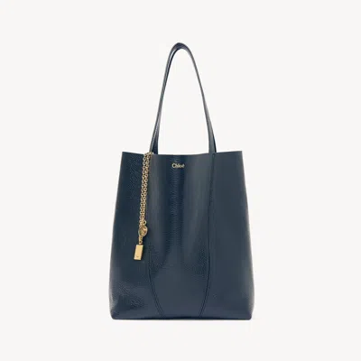 CHLOÉ CHLOÉ SPIN TOTE BAG IN GRAINED LEATHER BLUE SIZE ONESIZE 100% BOVINE LEATHER