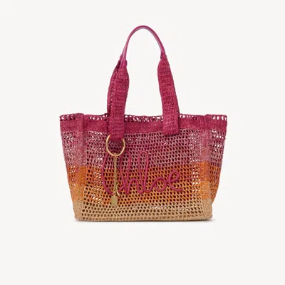 CHLOÉ SAC CABAS EAST-WEST SUMMER BANANA EN RAPHIA