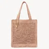Chloé Summer Banana Embellished Crocheted Embroidered Faux Raffia Tote In Beige