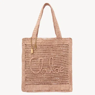 CHLOÉ SUMMER BANANA TOTE BAG IN RAFFIA BEIGE SIZE ONESIZE 100% SILK