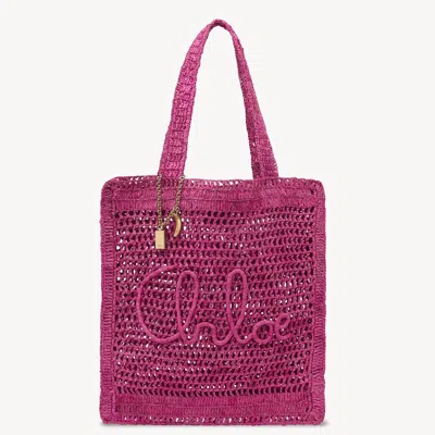 Chloé Sac Cabas Summer Banana En Raphia Femme Violet Taille Onesize 100% Papier In Purple