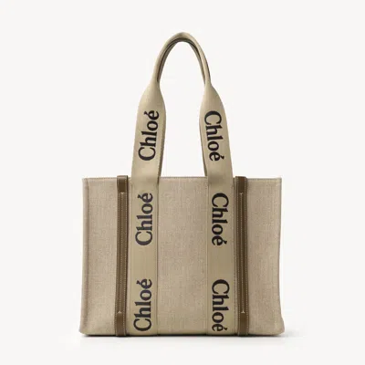Chloé Woody Tote Bag In Nude