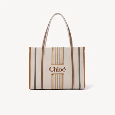 Chloé Woody Loop Tote Bag In Canvas In Multi