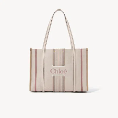 Chloé Woody Loop Tote Bag In Canvas In Multi