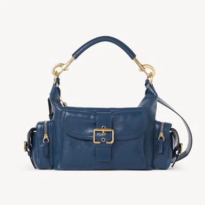 Chloé Womens Chloe Camera Medium Leather Shoulder Bag In Tapestry Blue