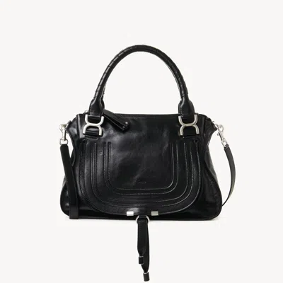Chloé Sac Marcie En Cuir Brillant In Black
