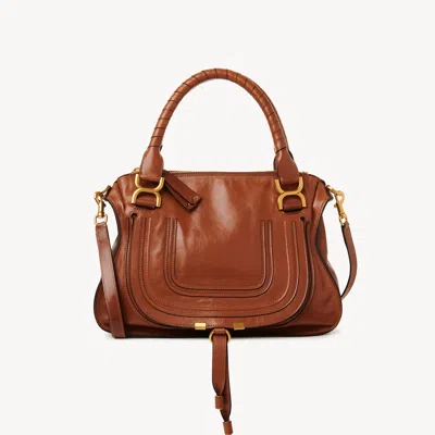 Chloé Sac Marcie En Cuir Brillant In Brown