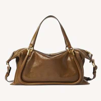 Chloé Sac Paraty 24 En Cuir Brillant Femme Brun Taille Onesize 100% Cuir De Veau In Brown