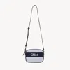 Chloé Striped Cotton Blend Shoulder Bag In Blue