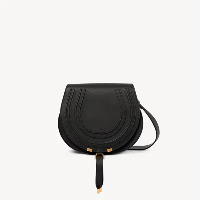 Chloé Sac Porté Épaule Marcie En Cuir Grainé In Black
