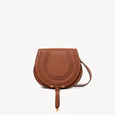 Chloé Sac Porté Épaule Marcie En Cuir Grainé In Brown
