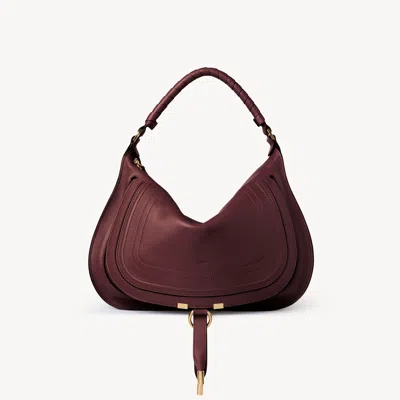 Chloé Sac Porté Épaule Marcie En Cuir Lisse In Burgundy
