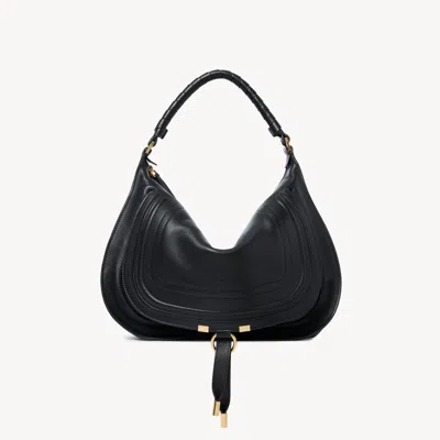 Chloé Sac Porté Épaule Marcie En Cuir Lisse In Black