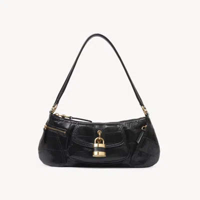 Chloé The 99 Shoulder Bag In Croco-effect Leather Black Size Onesize 100% Calf-skin Leather