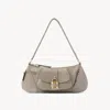 Chloé Sac Porté Épaule The 99 En Cuir Grainé Femme Gris Taille Onesize 100% Cuir De Veau In Grey