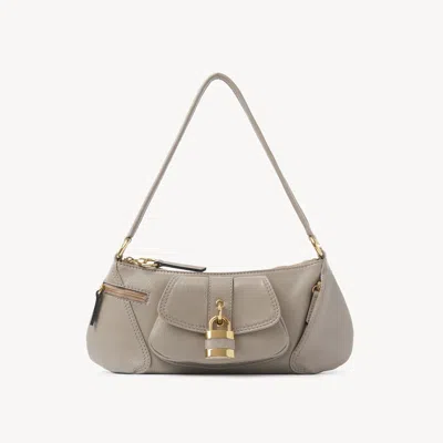 Chloé Sac Porté Épaule The 99 En Cuir Grainé Femme Gris Taille Onesize 100% Cuir De Veau In Grey