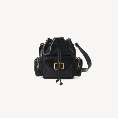 CHLOÉ CAMERA BUCKET BAG IN SHINY LEATHER BLACK SIZE ONESIZE 100% BUBALUS BUBALIS, FARMED, COO ITALY