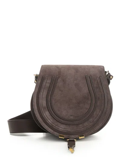 Chloé Saddle Marcie Crossbody Bags Brown
