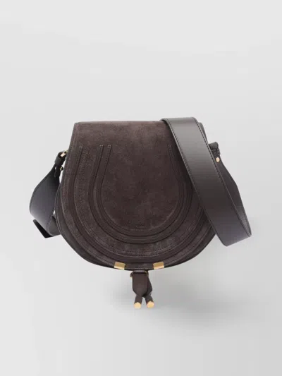 Chloé Saddle Shape Shoulder Bag With Suede Finish