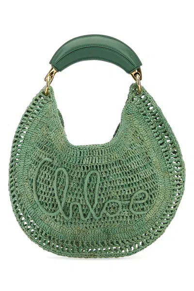 Chloé Womens Tea Leaf Green Woven Top-handle Raffia Bag