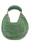 Chloé Raffia Crochet Banana Handbag Top Handle In Green
