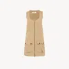 Chloé Satin Cotton Dress With Button And Slit In Brown