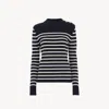 Chloé Pull Marinière En Maille De Laine Et Cachemire Femme Bleu Taille L 92% Laine, 8% Cachemire In Blue