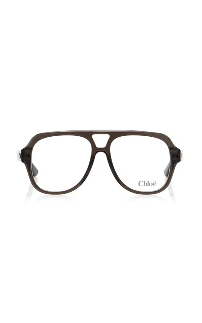 Chloé Salomé Aviator-frame Acetate Glasses In Brown