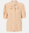 Chloé Chloe Scarf-effect Silk Crepe De Chine Blouse In Sand Brown