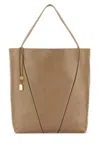 Chloé Sand Leather Large Spin Shopping Bag In Brown