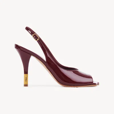 Chloé Flower Patent Leather Slingback Sandals In Red