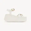 Chloé Chloe Nama Leather Wedge Sandals In White
