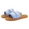 Chloé Girls Denim Logo Sliders In Light Blue