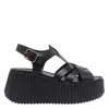 Chloé Leather Strappy Platform Wedge Sandals