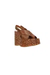 Chloé Maxime Leather Crisscross Platform Sandals In Brown