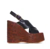 Chloé Maxime Leather Slingback Platform Wedge Sandals
