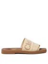 Chloé Slip-on Sandals With Embroidered Logo In Beige