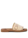 Chloé Beihe Brown Canvas Woody Flats