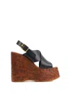 Chloé Black Leather Sandals With Cross-strap Design