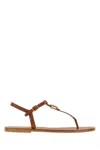 Chloé Leather Thong Sandals Featuring Embellishments In Brown