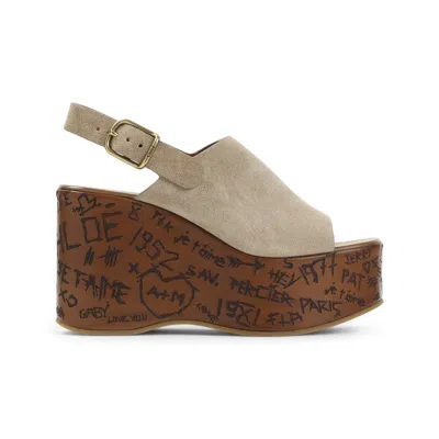 Chloé Chloe Maxime Wedges 8cm Heel For Women In Nude