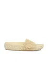 Chloé Isla Crocheted Raffia Slides In Natural Brown