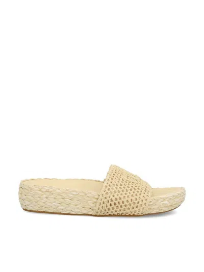Chloé Isla Crocheted Raffia Slides In Natural Brown