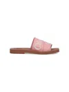 Chloé Pink Linen Blend Woody Slippers In Pink