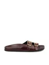 Chloé Polly Buckled Leather Flat Slides In Red