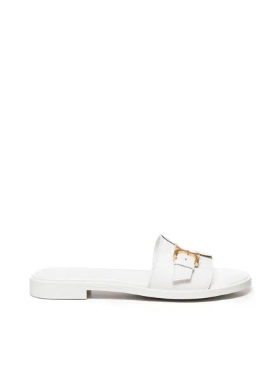 Chloé Marcie Leather Slides In White