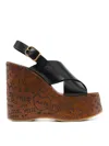 Chloé Maxime Leather Slingback Platform Wedge Sandals