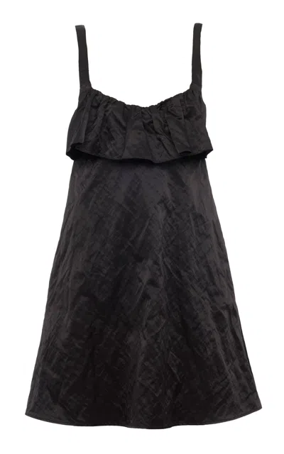 Chloé Satin Crinkle Mini Dress In Black